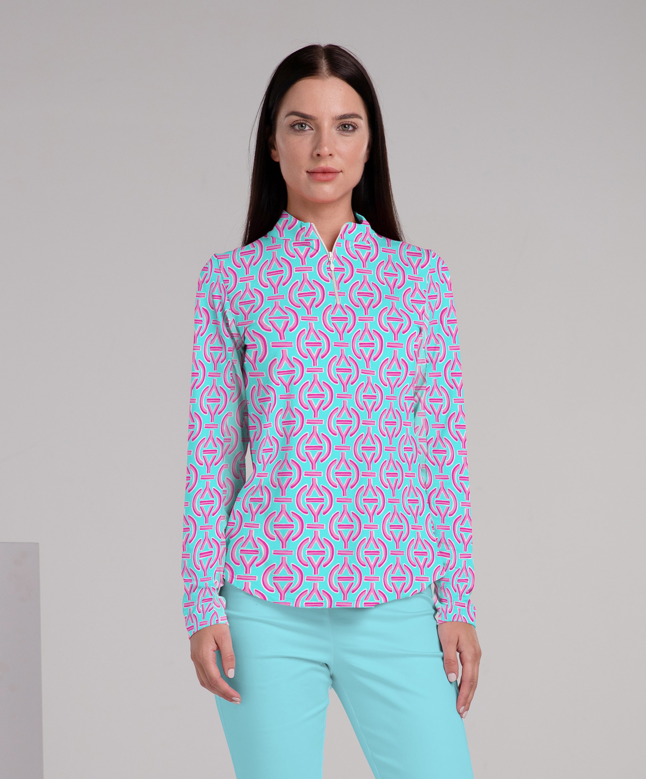 Victory V Long Sleeve Zip Mock Top 86Z31
