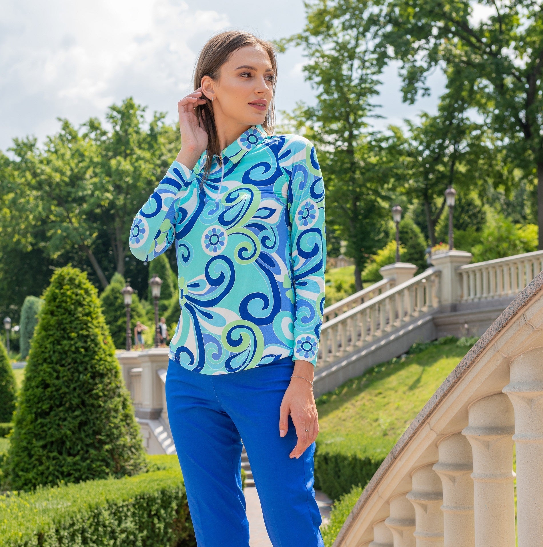 luciana long sleeve polo top sun protection