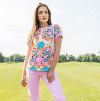 Astrozee Short Sleeve Crew Neck Top 70Z01 pink turq